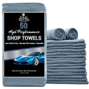 Dan River Shop Towel Medium Blue Pack of 50 Reusable Heavy-Duty Shop Washcloth - 12x14in