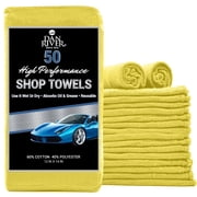 Dan River Multipurpose Absorbent Durable Lint-Free Reusable Cleaning Rags, Yellow, 12x14 In, Pack of 50