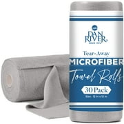 DAN RIVER Tear Away Microfiber Cleaning Cloth Roll - 30 Pack, 12x12 Inch Reusable Cloths for Dust, Kitchen, Bathroom, Cars - Scratch-Free, Lint-Free Cleaning Supplies (Gray)