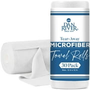 DAN RIVER Tear Away Microfiber Cleaning Cloth Roll - 30 Pack, 12x12 Inch Reusable Cloths for Dust, Kitchen, Bathroom, Cars - Scratch-Free, Lint-Free Cleaning Supplies (White)