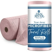 DAN RIVER Tear Away Microfiber Cleaning Towel Roll - 50 Pack, 12x12 Inch Reusable Cloths for Dust, Kitchen, Bathroom, Cars - Scratch-Free, Lint-Free Cleaning Supplies (Pink)
