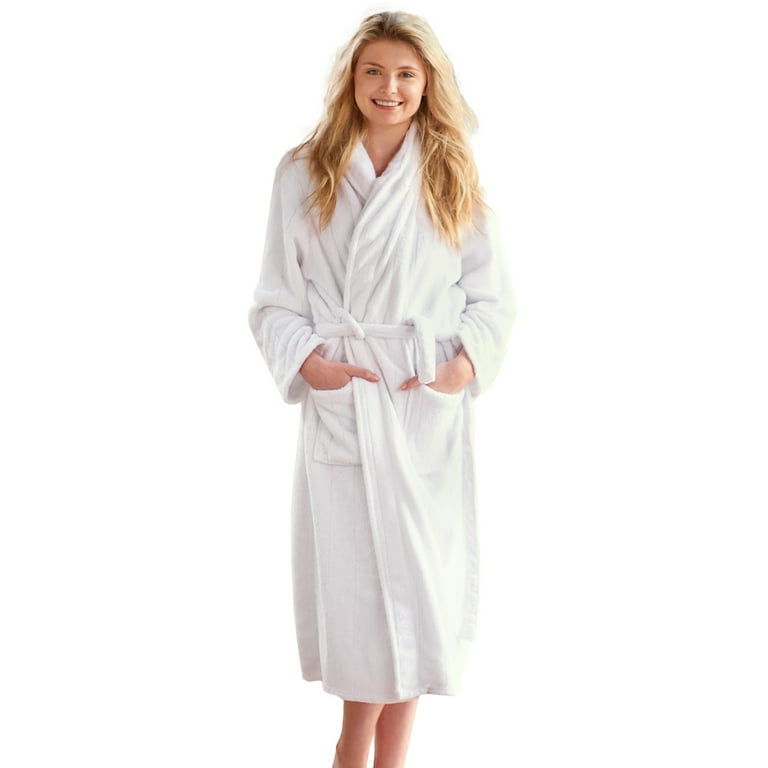 DAN RIVER Terry Cloth Robes for Women and Men - Lightweight 100% Cotton  Bathrobe - Unisex Plush Robe Perfect for Spa, Sauna, Shower or at Home  [White]