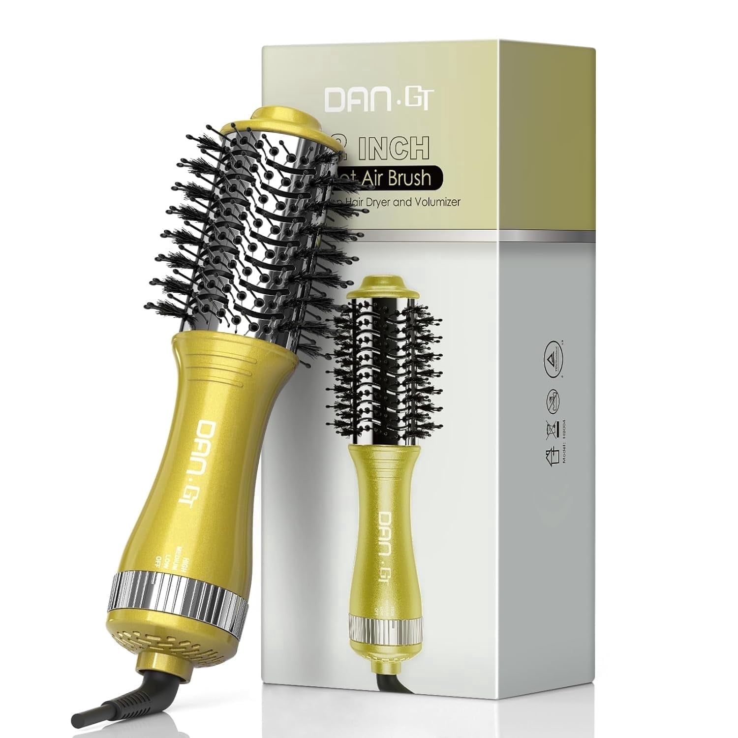Free Shipping! DAN Travel Hair Dryer Brush Nano Titanium Dual
