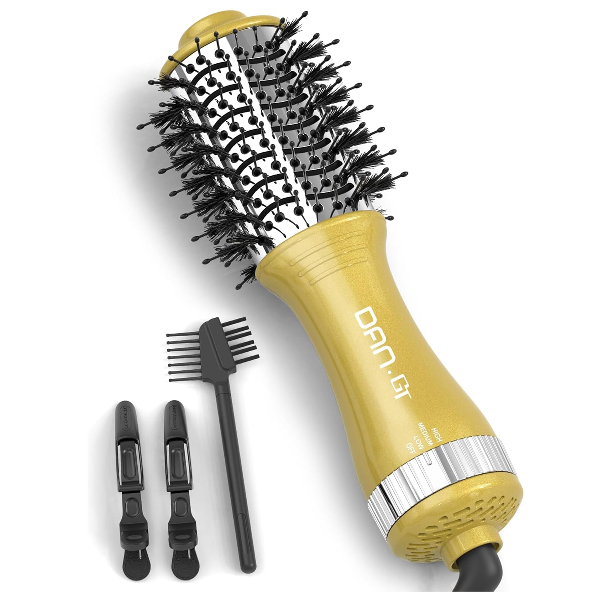 Free Shipping! DAN Travel Hair Dryer Brush Nano Titanium Dual