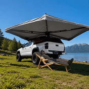 DANCHEL OUTDOOR 270-Degree Roof Rack Awning   Freestanding Oxford Cloth Rainproof Car Awning for SUVs, Pickup Trucks, and Vans Grey