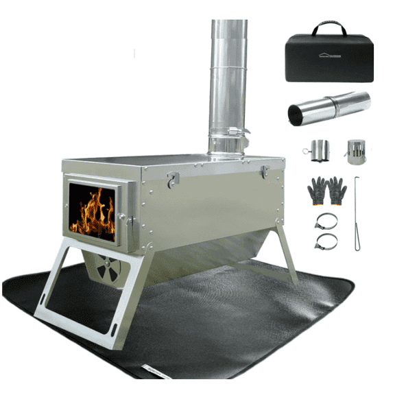 DANCHEL OUTDOOR S7C Camping Tent Stove Stove, 304 Stainless Steel Folding Wood Stove for Tent Heating, Portable Folding Camping Stove