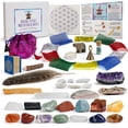 thumbnail image 1 of DANCING BEAR Deluxe Healing Crystals (35 Pc Set) Altar & Meditation Kit, Chakra Balance Stones, Abalone Shell & Sage, Smudge Feather, Real Turquoise, Spirit Animal, Bell, Prayer Flag, Made in USA, 1 of 9