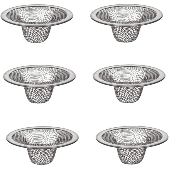 DANCO Bathroom Lavatory Mesh Strainer, Stainless Steel, 2-1/4 Inch, 6-Pack (88820)