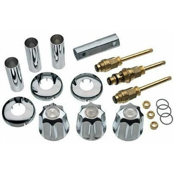 DANCO Bathtub and Shower 3-Handle Remodel/Rebuild Trim Kit for Gerber Faucets Knob Handle 11B-1H, 11B-1C, 11B-4D Chrome 39617