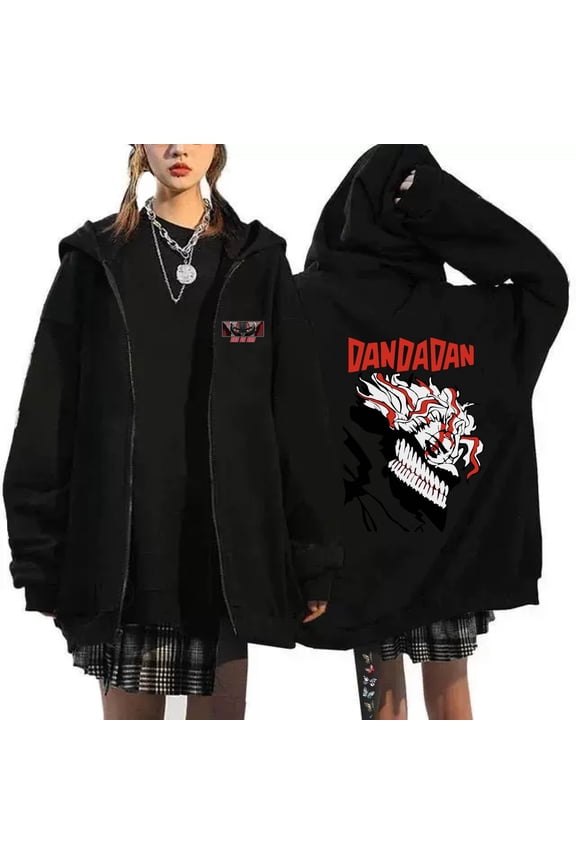 DANDADAN zipper sweatshirt plus velvet pullover hooded long-sleeved shirt for men and women street style