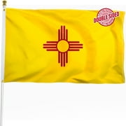 DANF Double Sided New Mexico State Flag 3x5 ft, Heavy Duty 3 Ply Durable Polyester, NM Flag with Vibrant Print/4 Rows Hemming/Brass Grommets