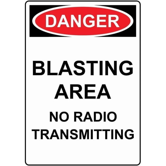 DANGER Blasting Area No Radio Transmitting Metal Tin Sign 8x12 Inch Caution Plaque Signage Marker for Construction Site Mining Site Quarry Industrial Area Business Outdoor Indoor Wall Decor