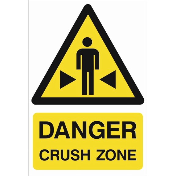 DANGER CRUSH ZONE Metal Sign OR FOAMEX SITE SIGN H&S SIGN WEATHERPROOF Size: 8 x 12 Inch