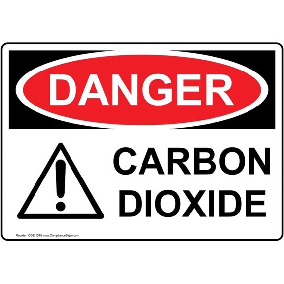 DANGER Carbon Dioxide OSHA Safety Label Decal, 7x5 inch Vinyl for Gases