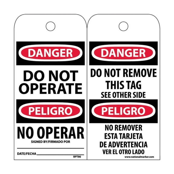 DANGER DO NOT OPERATE BILINGUAL TAG