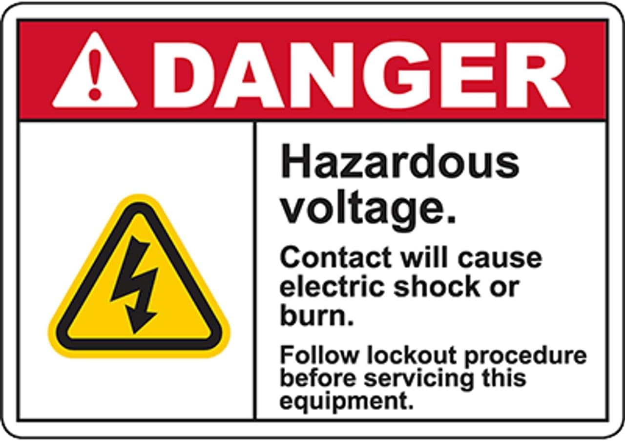 DANGER Electric Shock or Burn Equipment Sign Safety Signs Danger Signs