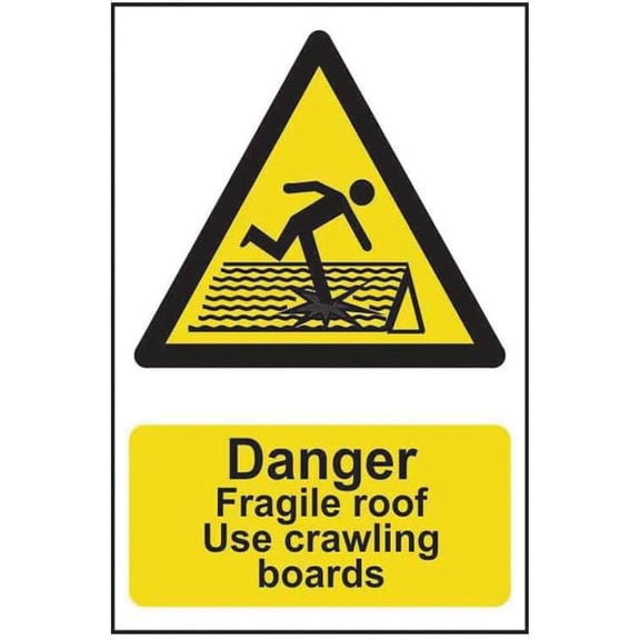 DANGER FRAGILE ROOF USE CRAWLINGBOARDS Site Safety Metal Sign 8x12 Inch Notice Danger Warning Caution for Outdoor & Indoor