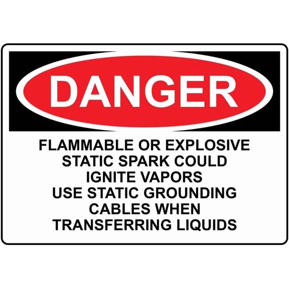 DANGER Flammable Or Explosive Static Spark Could Sign 8x12 Inch Metal Sign Safety, Warning, or Notice Wall Decor