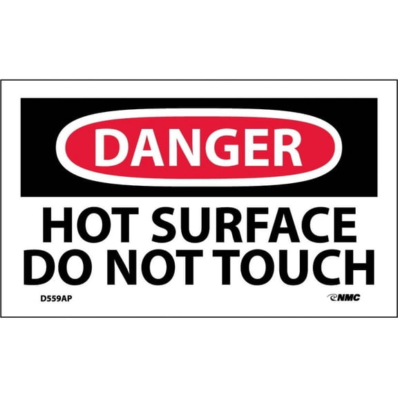 DANGER HOT SURFACE DO NOT TOUCH LABEL