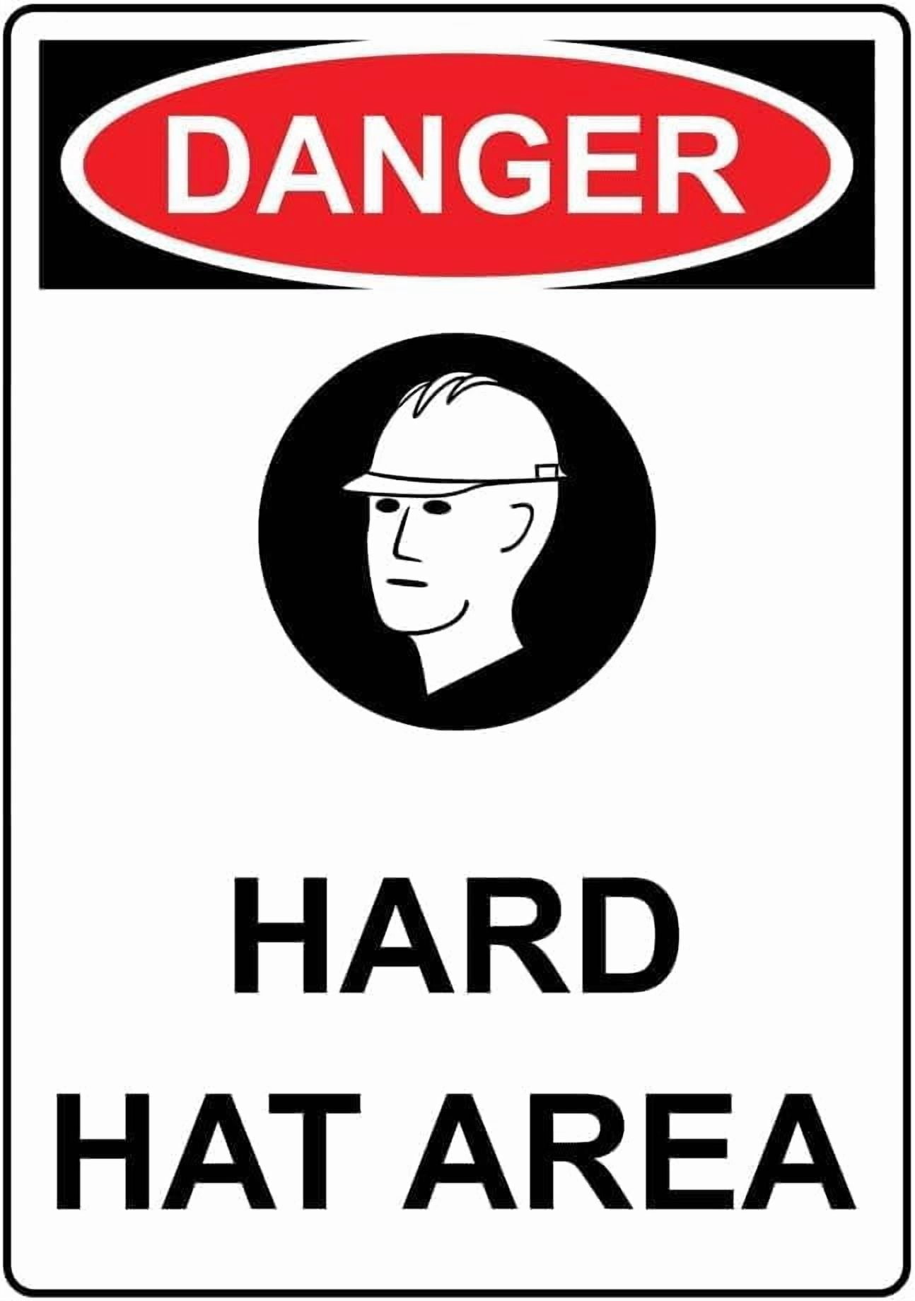 DANGER Hard Hat Area With Symbol Metal Tin Sign 8x12 Inch Caution ...