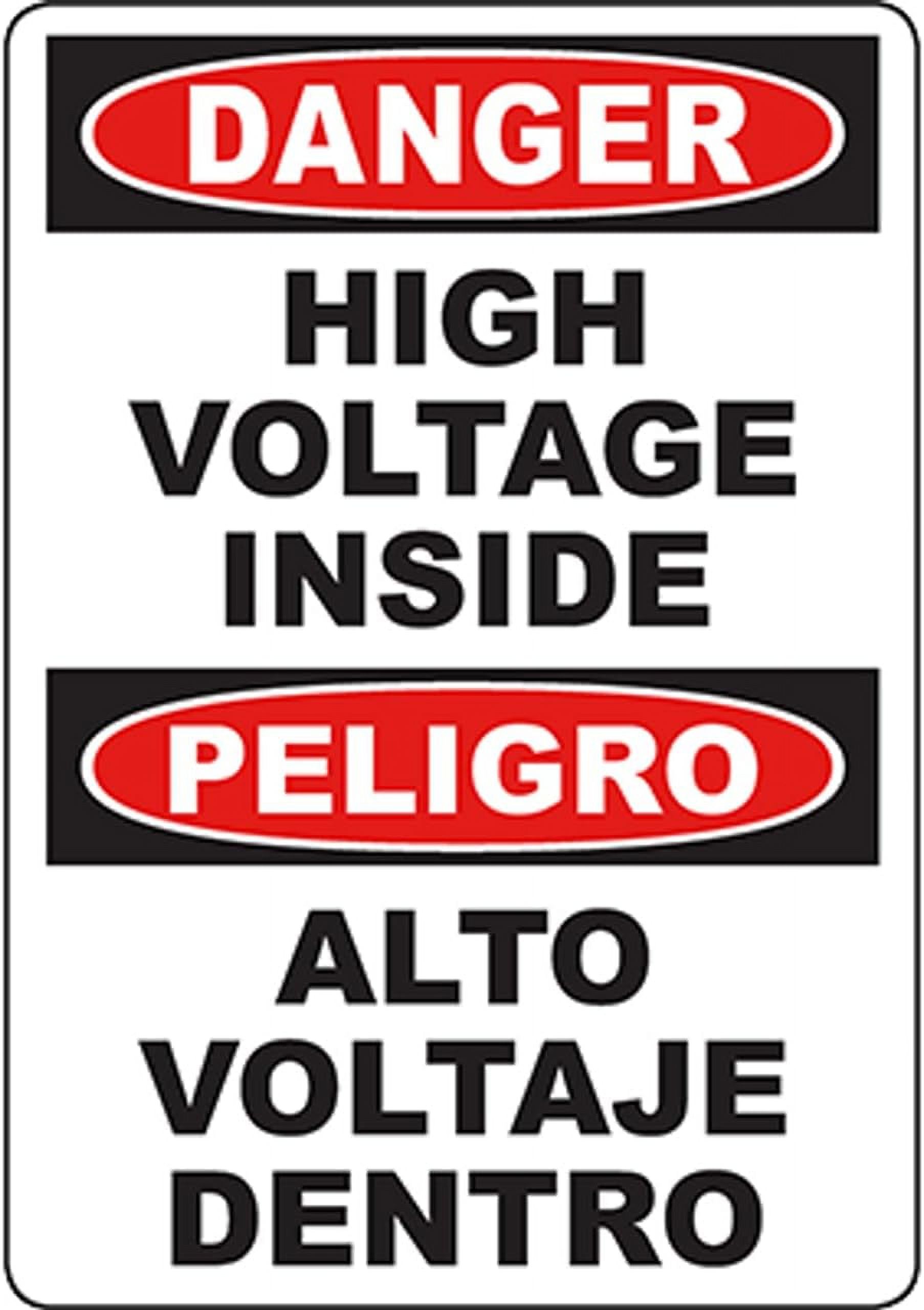DANGER High Voltage Inside Bilingual Sign Safety Signs Danger Signs