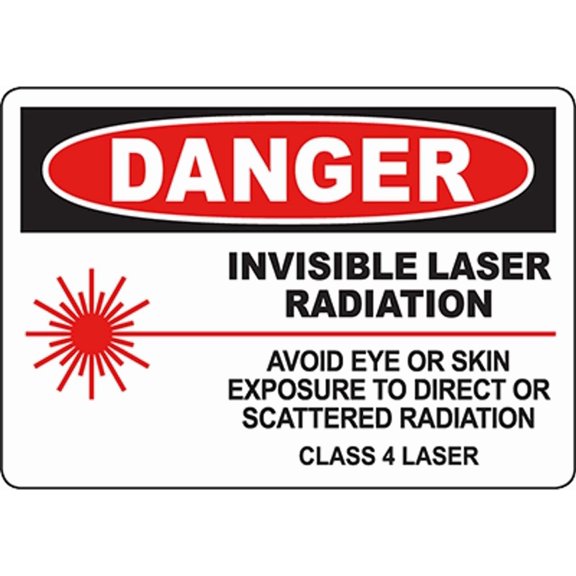 DANGER Invisible Laser Radiation Class 4 Laser Sign HazCom Metal Sign 8x12 Inch Notice Danger Warning Caution for Outdoor & Indoor