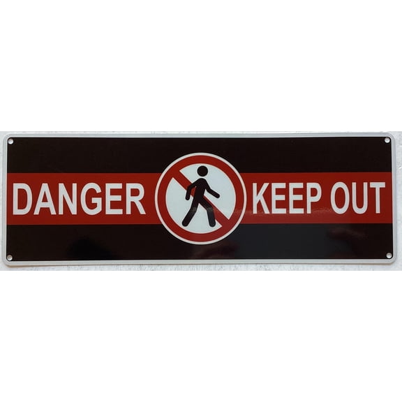 DANGER KEEP OUT SIGN (BROWN/RED,REFLECTIVE, ALUMINIUM-RUST FREE, SIZE 4X12INCH)