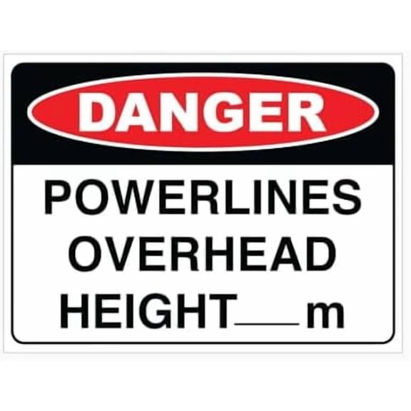 DANGER POWERLINES OVERHEAD HEIGHT-m Sign Metal Tin Sign 8 x 12 inch for Industrial & Commercial Series