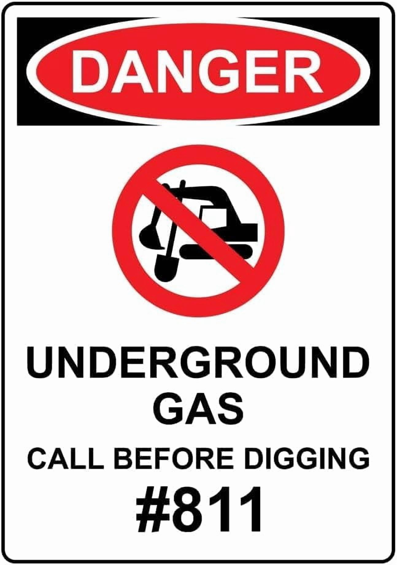 DANGER Underground Gas Call Metal Tin Sign 8x12 Inch With Symbol Gas ...