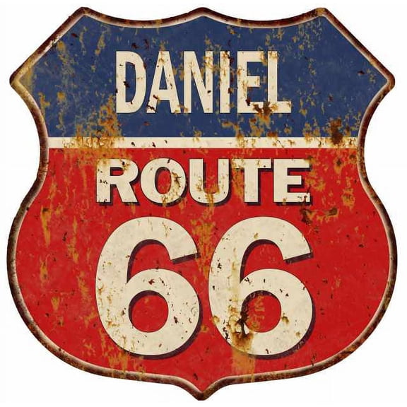DANIEL Route 66 Sign Shield Metal Gift Man Cave Red 211110005262