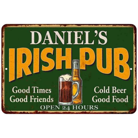 DANIEL'S Irish Pub Beer Metal Sign Bar Decor 8x12 108120013015