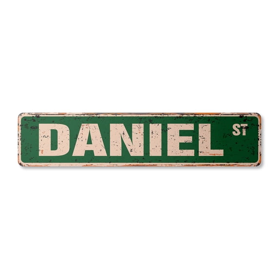 DANIEL Vintage Plastic Street Sign Childrens Name Room Sign | Indoor/Outdoor | 18" Wide