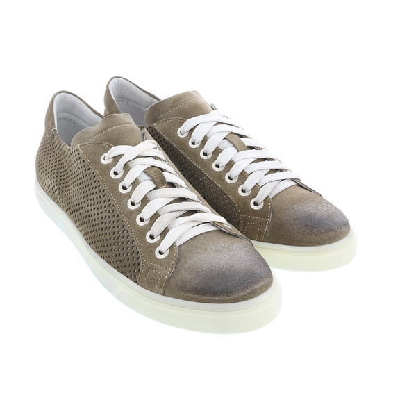 DANIELA FARGION Beige Perforated Suede Low Top Sneakers-10 for Mens