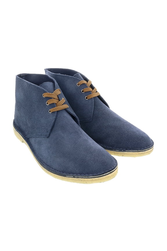 Navy Suede Leather Derby Shoes-11 for Mens