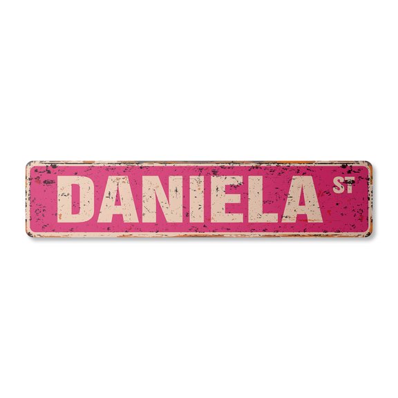 DANIELA Vintage Plastic Street Sign Childrens Name Room Sign | Indoor/Outdoor |  24" Wide