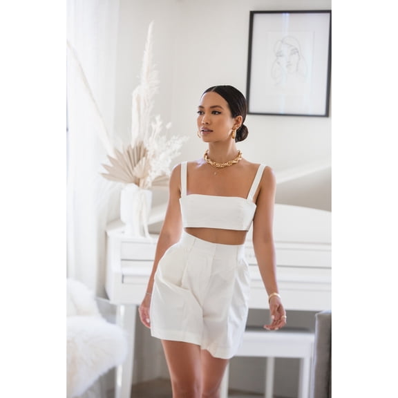 DANIELLE BERNSTEIN $69 Womens New Ivory Pleated Cropped Shorts 2 B+B