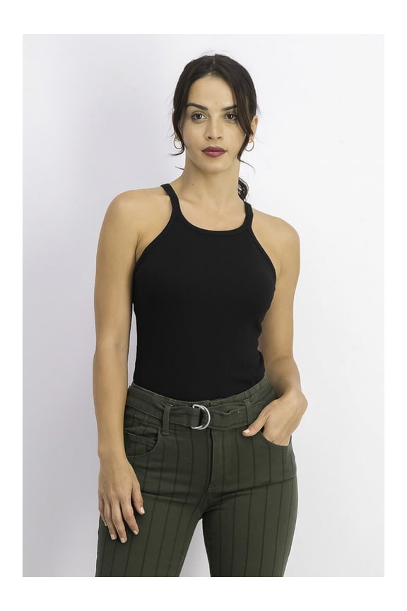 Womens Black Snap Bottom Bodysuit L