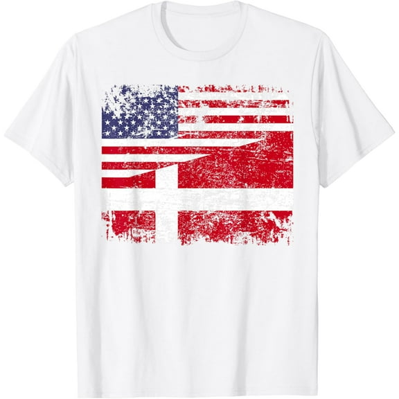 DANISH ROOTS | Half American Flag | DENMARK T-Shirt100% cotton