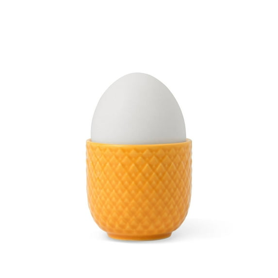 DANMARK LYNGBY Porcelain Egg Cup - Ceramic Holder for Soft Boiled Eggs - Decorative Breakfast Server - Cute & Colorful Egg Cups for Kids & Adults - Ideal Gift for Breakfast Lovers (Yellow)