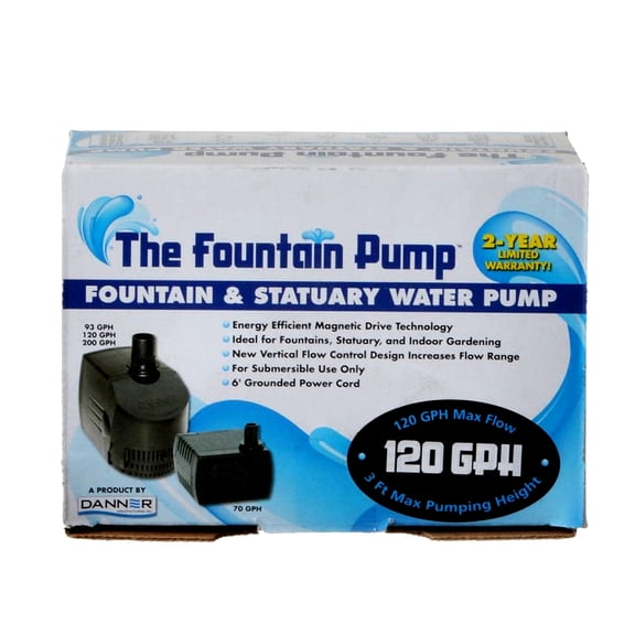 Danner Manufacturing Fountain Pump Submersible - 120 GPH - Energy Efficient, #01713 Residential Use, Standard Application