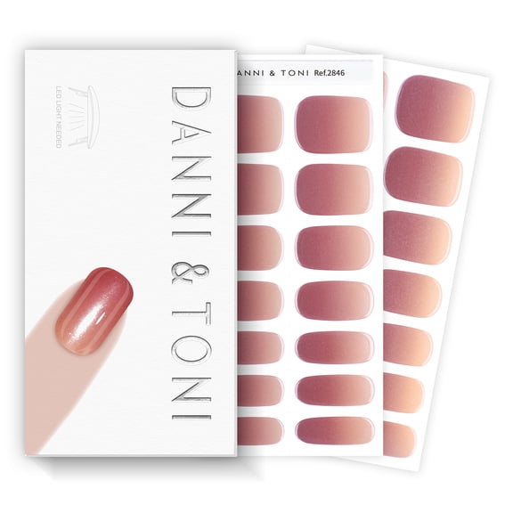 DANNI & TONI Semi Cured Gel Nail Strips Cinnamon Gradient Mirror Gel Nail Wraps 28 Stickers | Cinnamon Glow