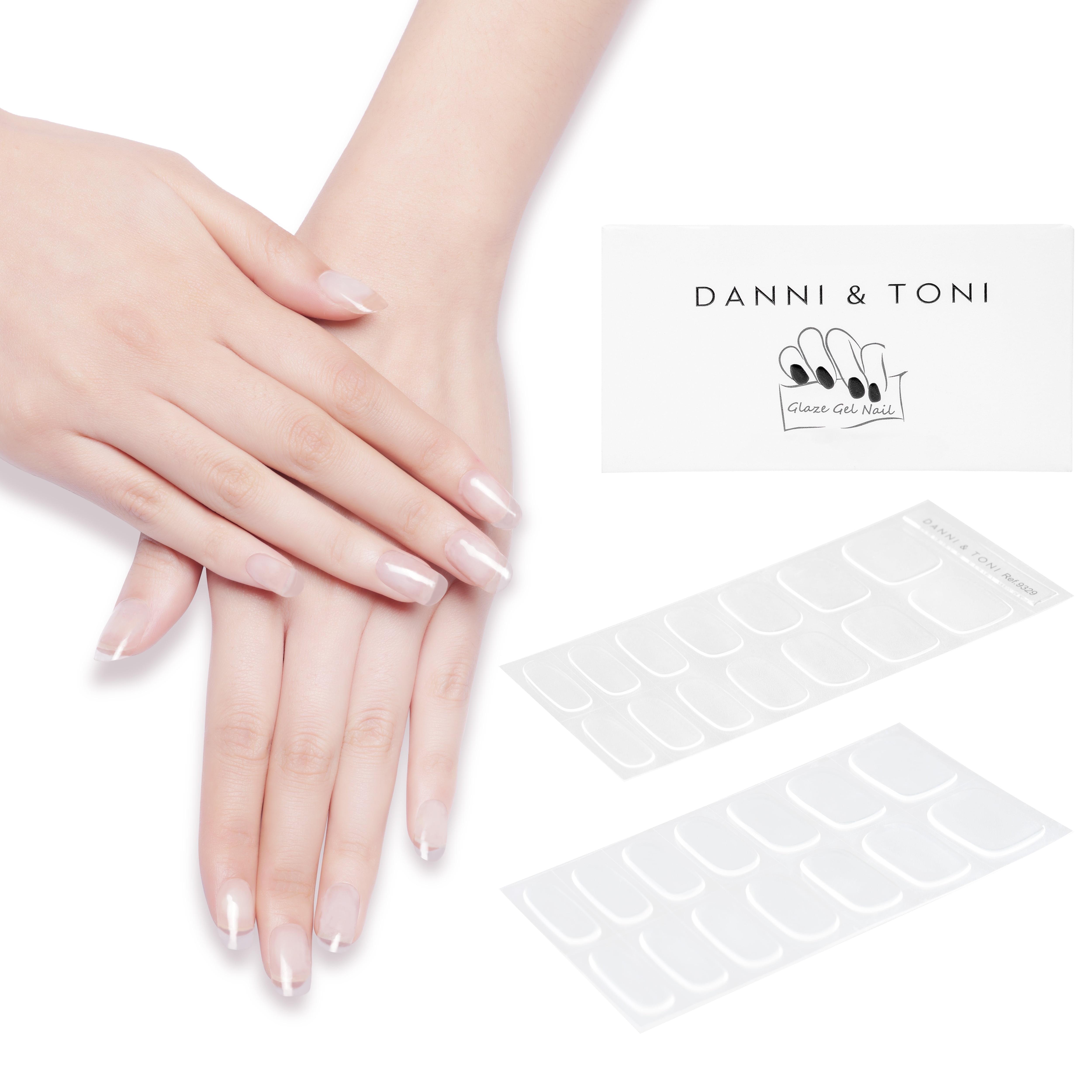 DANNI & TONI Semi Cured Gel Nail Strips Crystal Clear Transparent Gel