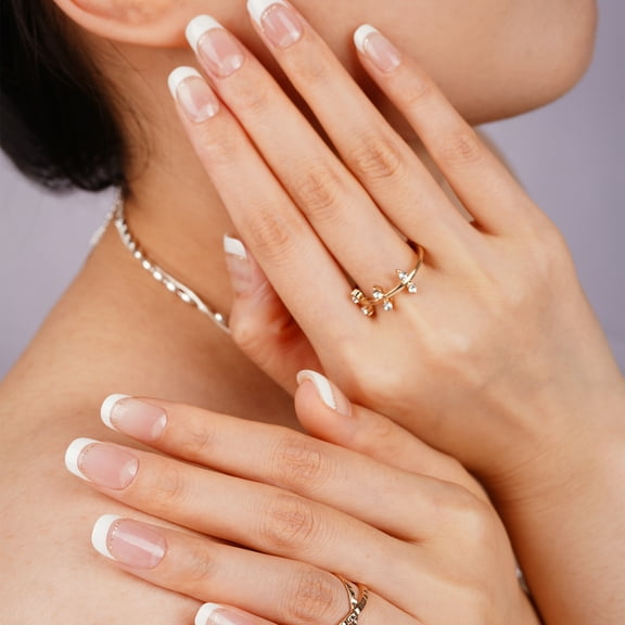 DANNI & TONI Semi Cured Gel Nail Strips French (Chic Line) Glitter French Line Gel Nail Wraps 28 Stickers