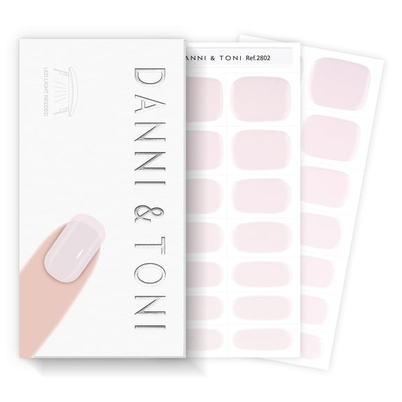 DANNI & TONI Semi Cured Gel Nail Strips Light Pink Gel Nail Wraps 28 Stickers Gift for Woman |Misty Pearl
