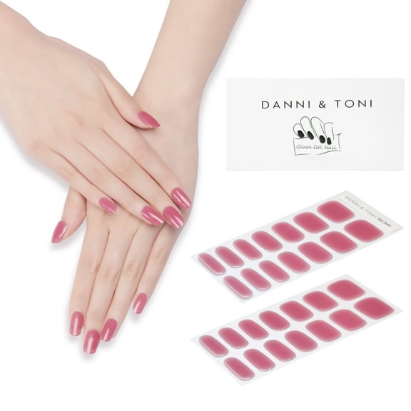 DANNI & TONI Semi Cured Gel Nail Strips Mauve (Glamour) Ombre Gel Nail Stickers Gel Polish Strips 28 Stickers