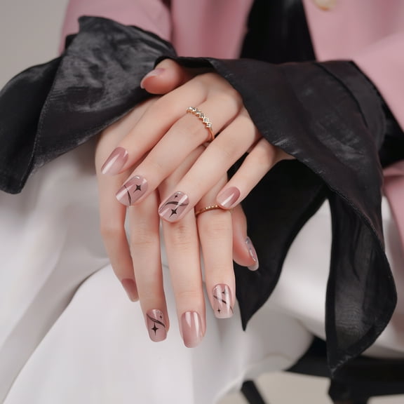 DANNI & TONI Semi Cured Gel Nail Strips Ombre (Nebula) Stars Gel Nail Polish Stickers Glossy Nail Wraps 28 Stickers