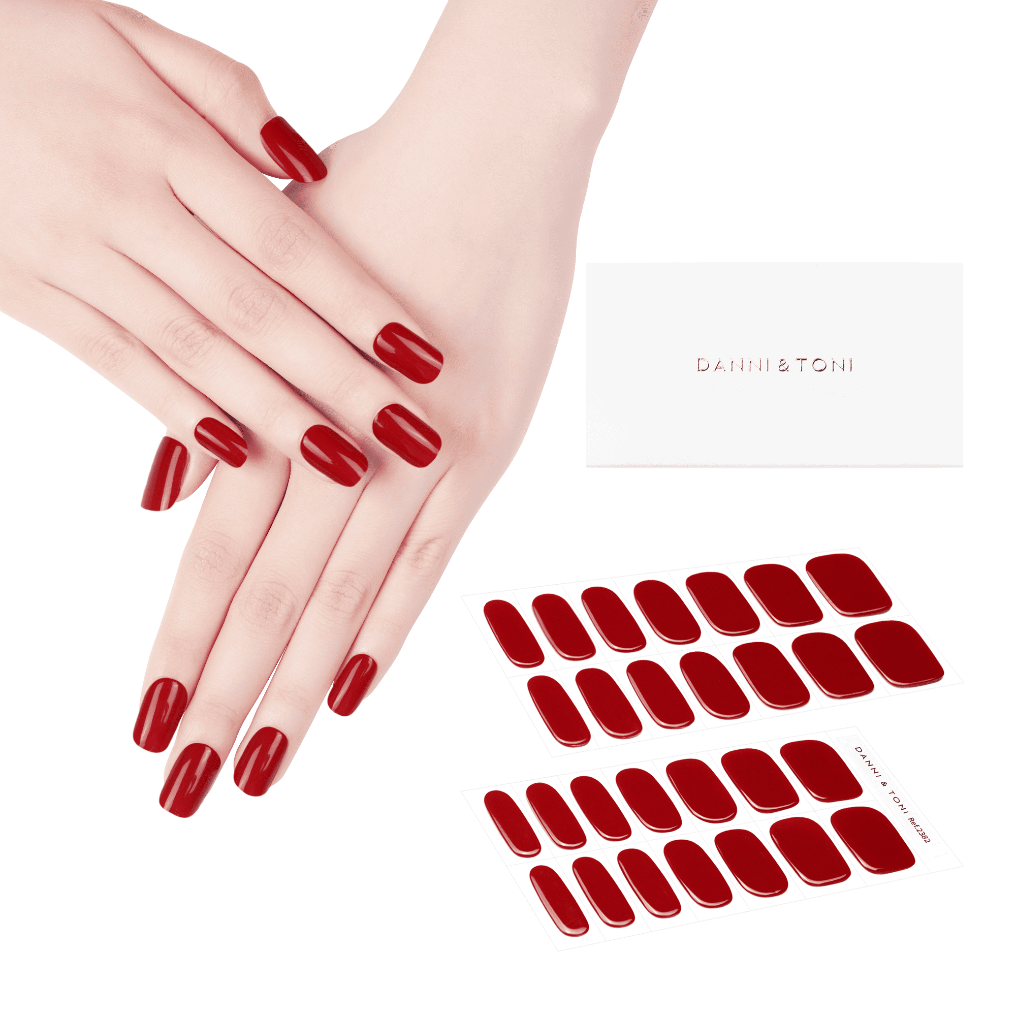 DANNI & TONI Semi Cured Gel Nail Strips Red (Scarlet Delight) Gel Nail