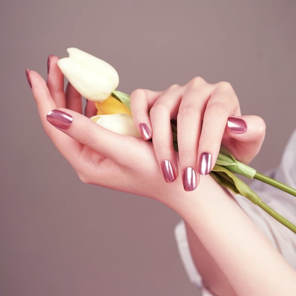 DANNI & TONI Semi Cured Gel Nail Strips Rose Gold (Bronze Goddess) Mirror Glaze Nail Wraps 28 Stickers