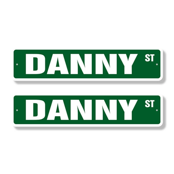 DANNY Classic Street Sign (2 Pack) Childrens Name Room Sign Road Sign | 6" X 24" Plastic Address Sign