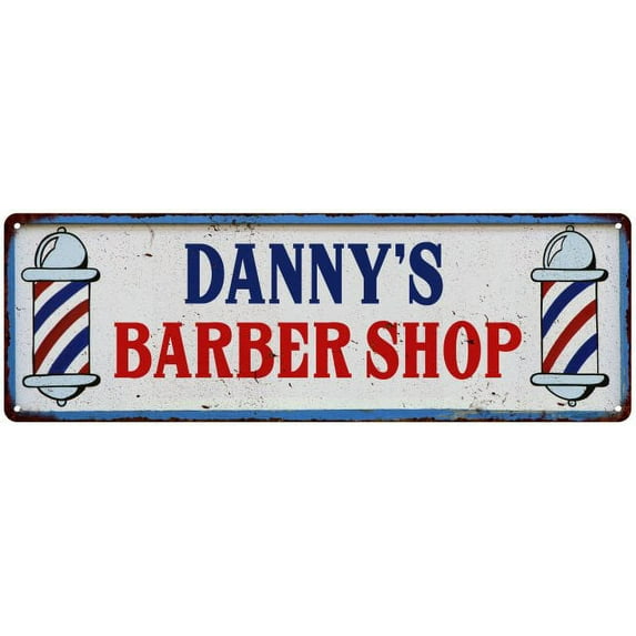 DANNY'S Barber Shop Hair Salon Gift Metal Sign Retro 6x18 206180031105